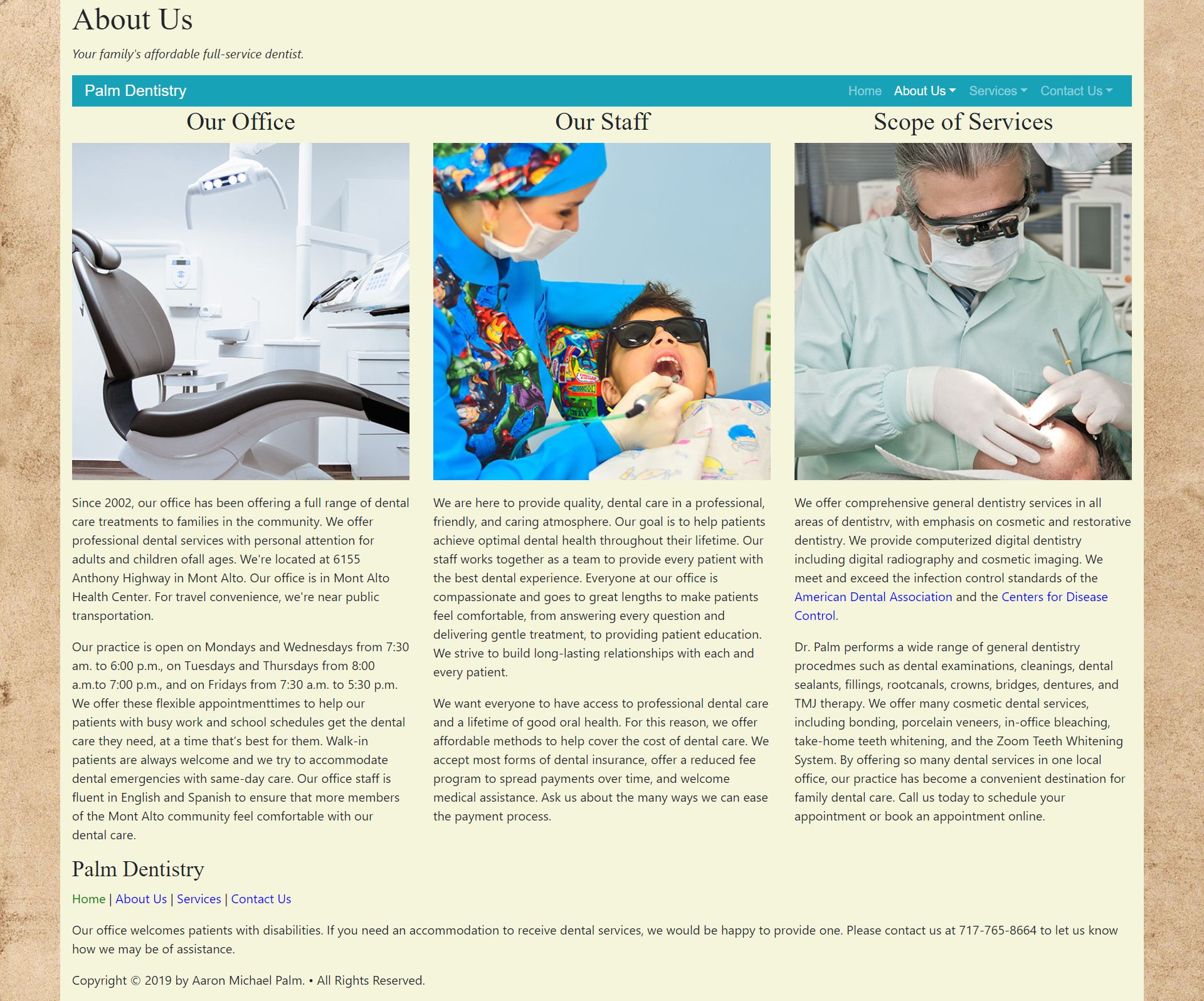 dental practice about page