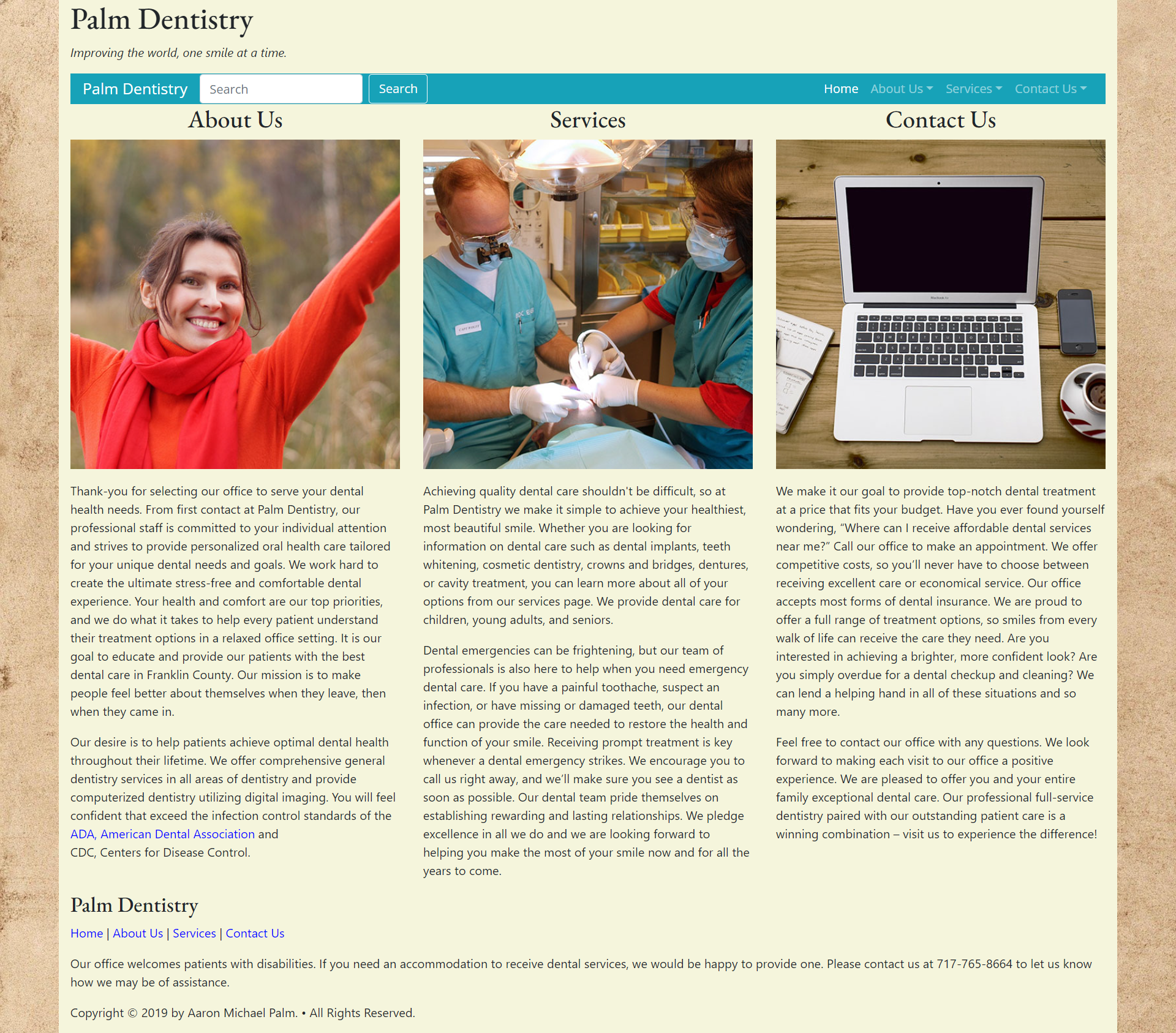 dental practice home page