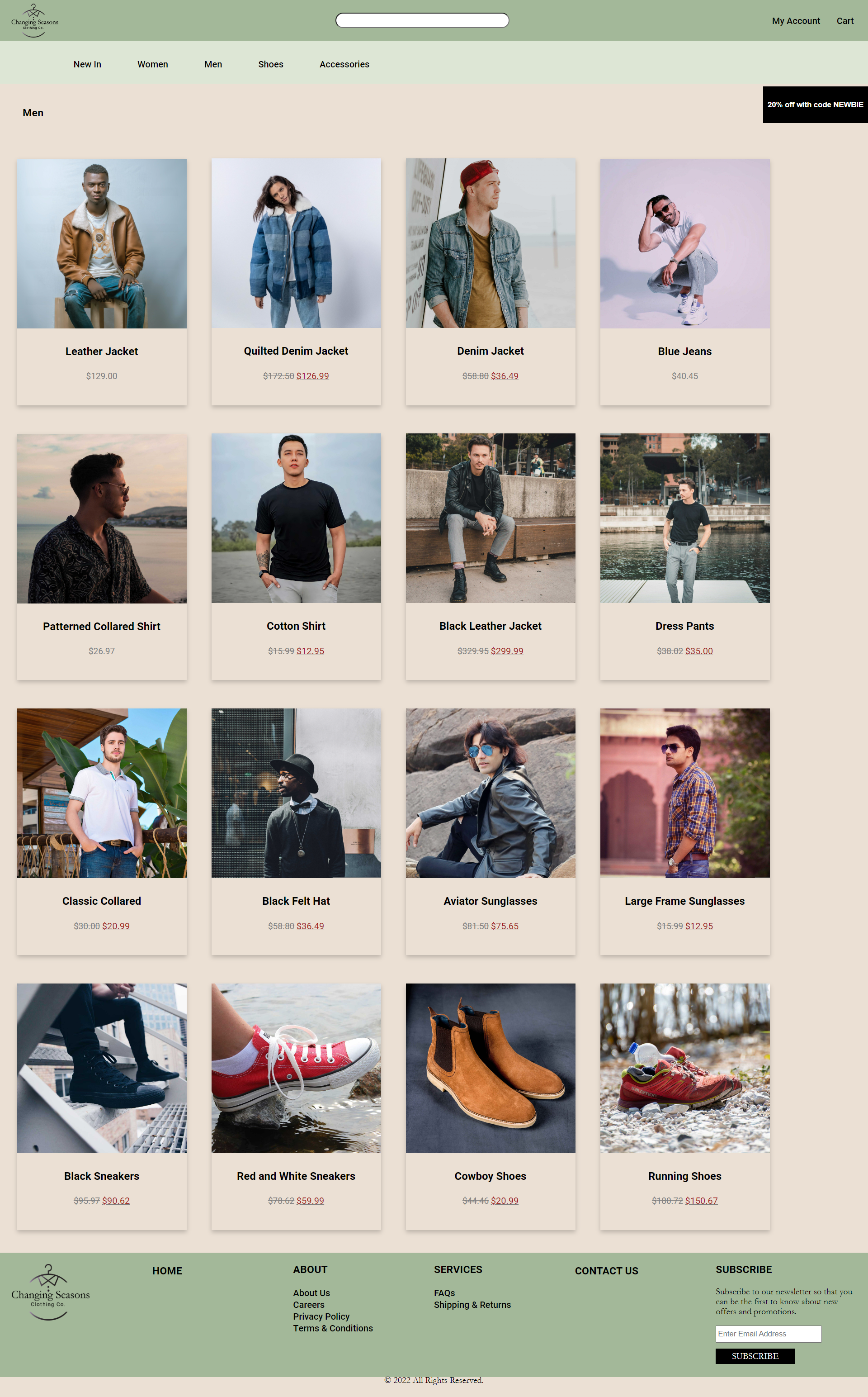 ecommerce men page