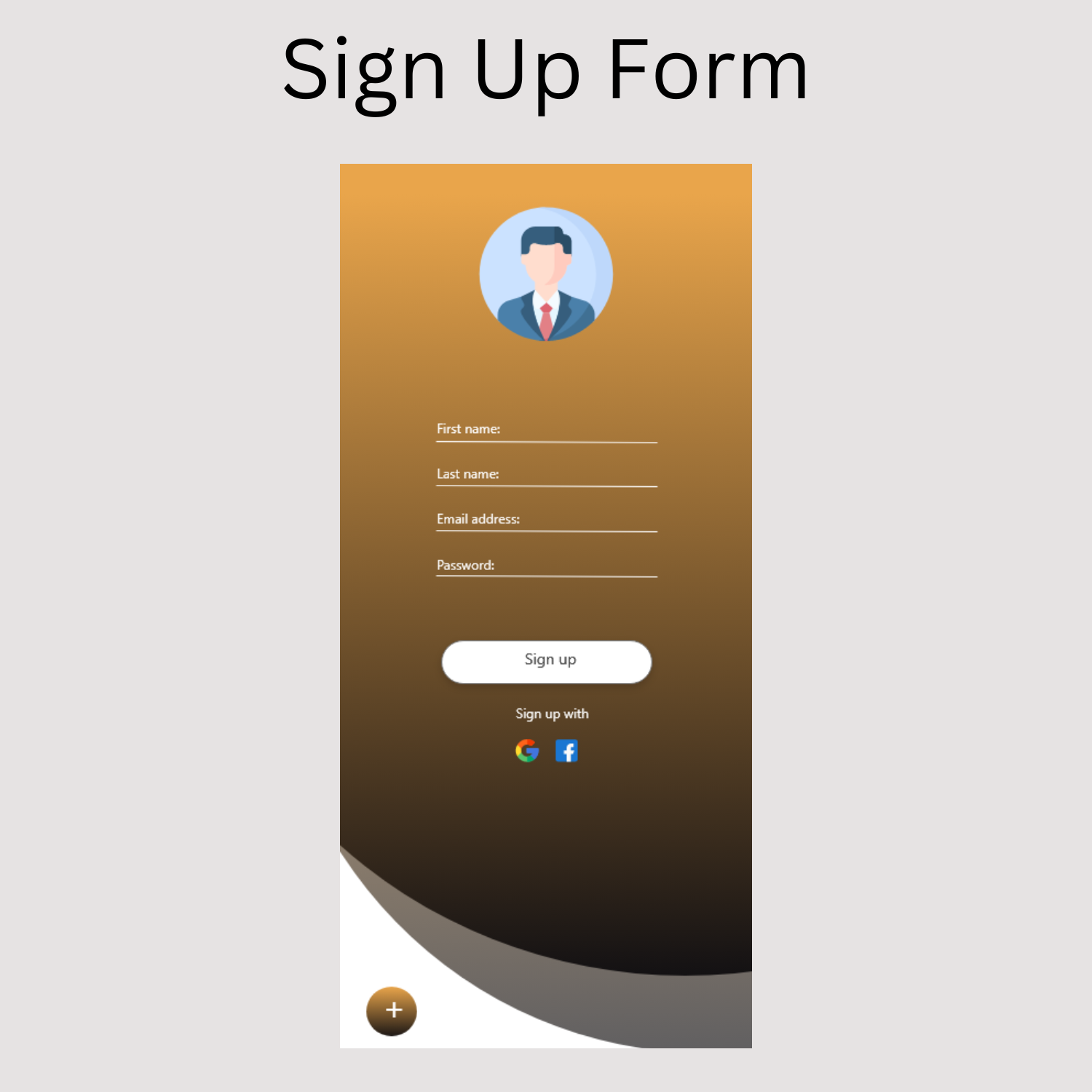 sign up app design