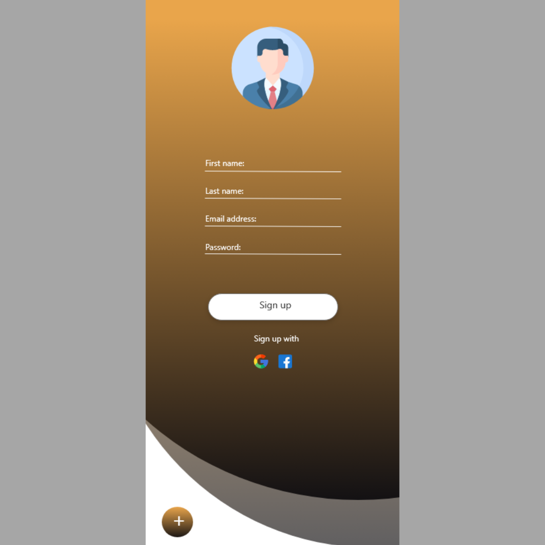 sign up app design