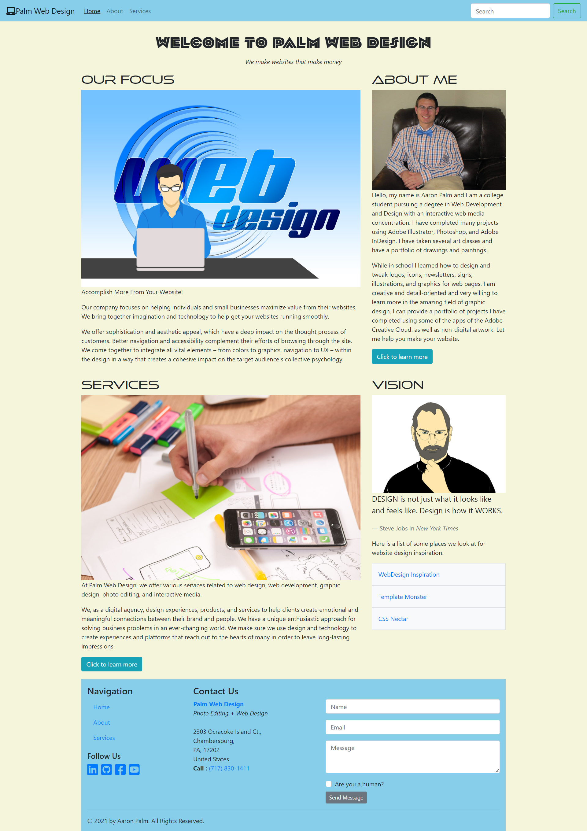 web designer home page